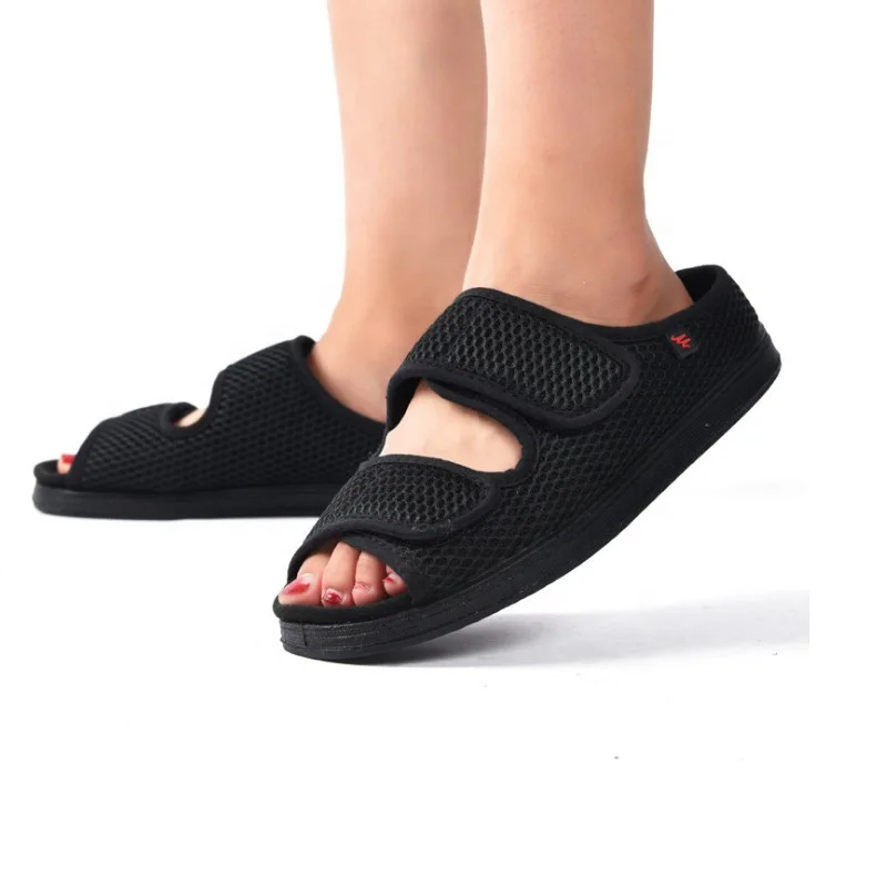 

Summer Comfortable Diabetes Shoes Fat Thumb Instep Height Foot Code Middle-Aged Elderly Sandals Swollen Adjustable Slippers
