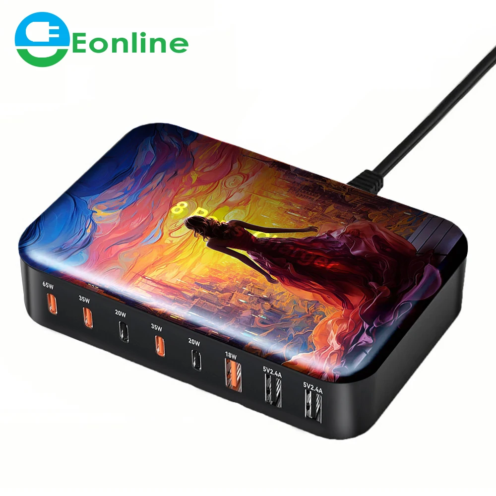 

EONLINE 3D 135W GaN Charging Station 8-port PD Charger USB C Fast Charger PD65W 35W PD3.0 18W QC3.0 for MacBook Phone 14 Samsung