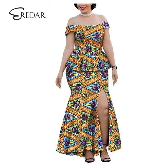

2020spring wax african clothes 2 pieces skirt set for women Afripride strapless top+ankle length split skirt women set, As pictures& customized