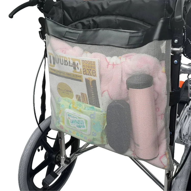 

Walker Accessories Side Storage Bags Mesh Wheelchair Backpack Bag, Black, gray, brown