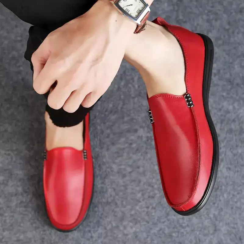 

Hot Sale High Quality Crocodile Grain Genuine Leather Men's Leather Shoes Pointed Shoes, Black,white,red,blue