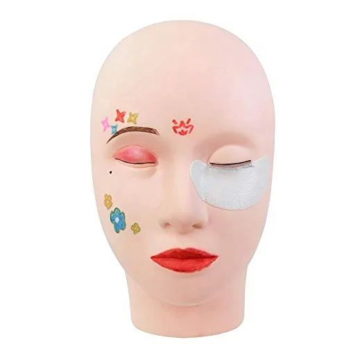 

Rubber Practice Training Head Cosmetology Mannequin Doll Face Head For Eyelashes Makeup Practice, Skin color
