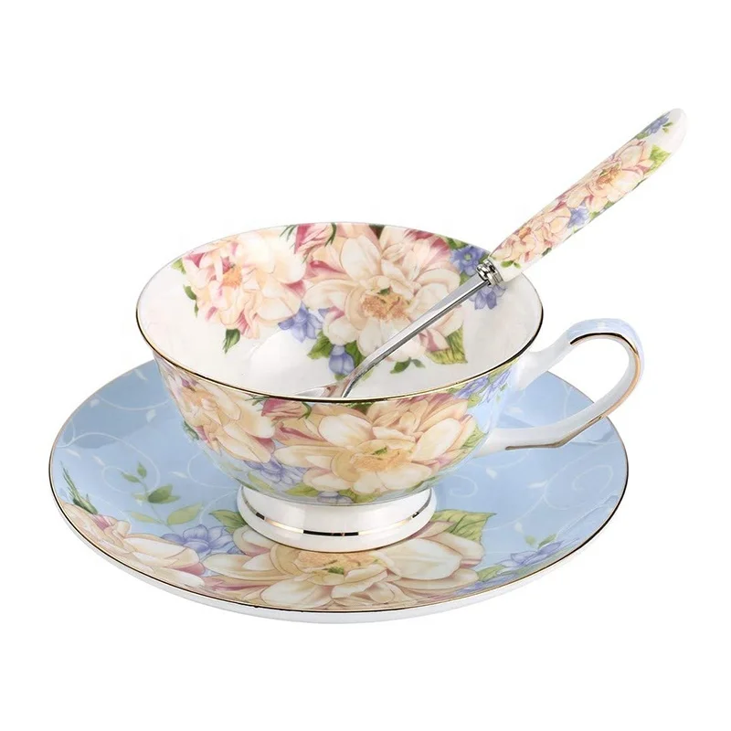 

Pink Tea Cup Floral Tea Cup and Saucer Set Bone China Coffee Cup Set