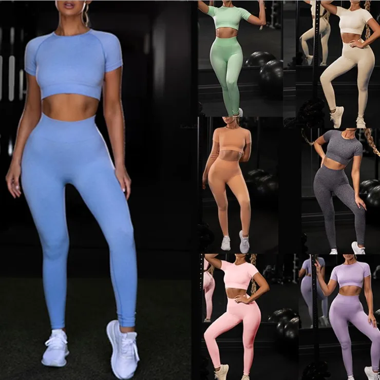 

Workout clothing for women organic cotton fitness leggings clothes set yoga clothes Sportbekleidung, 5 colors