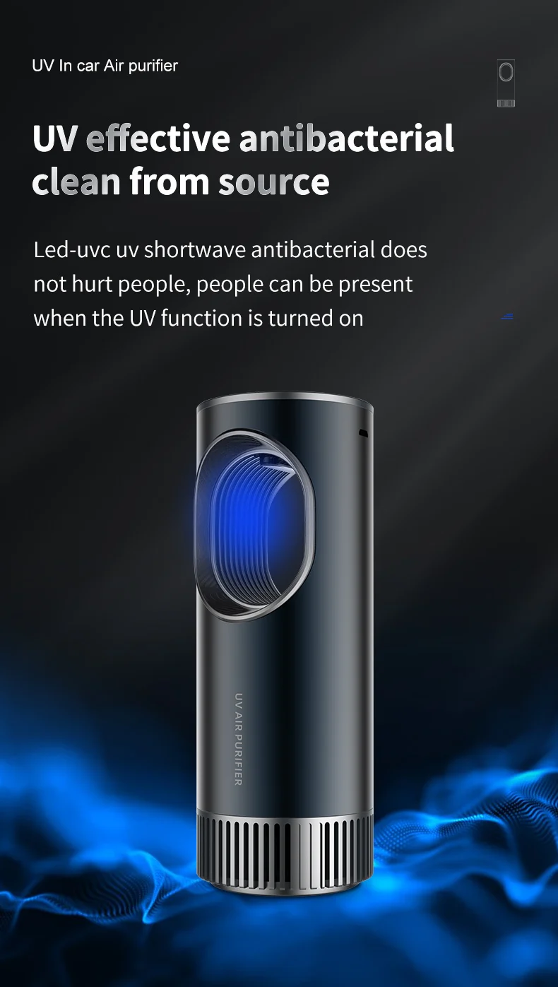 OEM Home Use Negative Ion UV Lamp HEPA Filter Ultraviolet LED Sanitizer Air Purifier