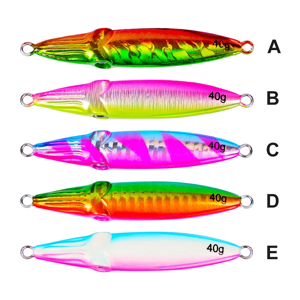 

Wholesale 40g60g80g100g Sinking Lead Jig Slow Metal jig Fishing Lures, 5 colors