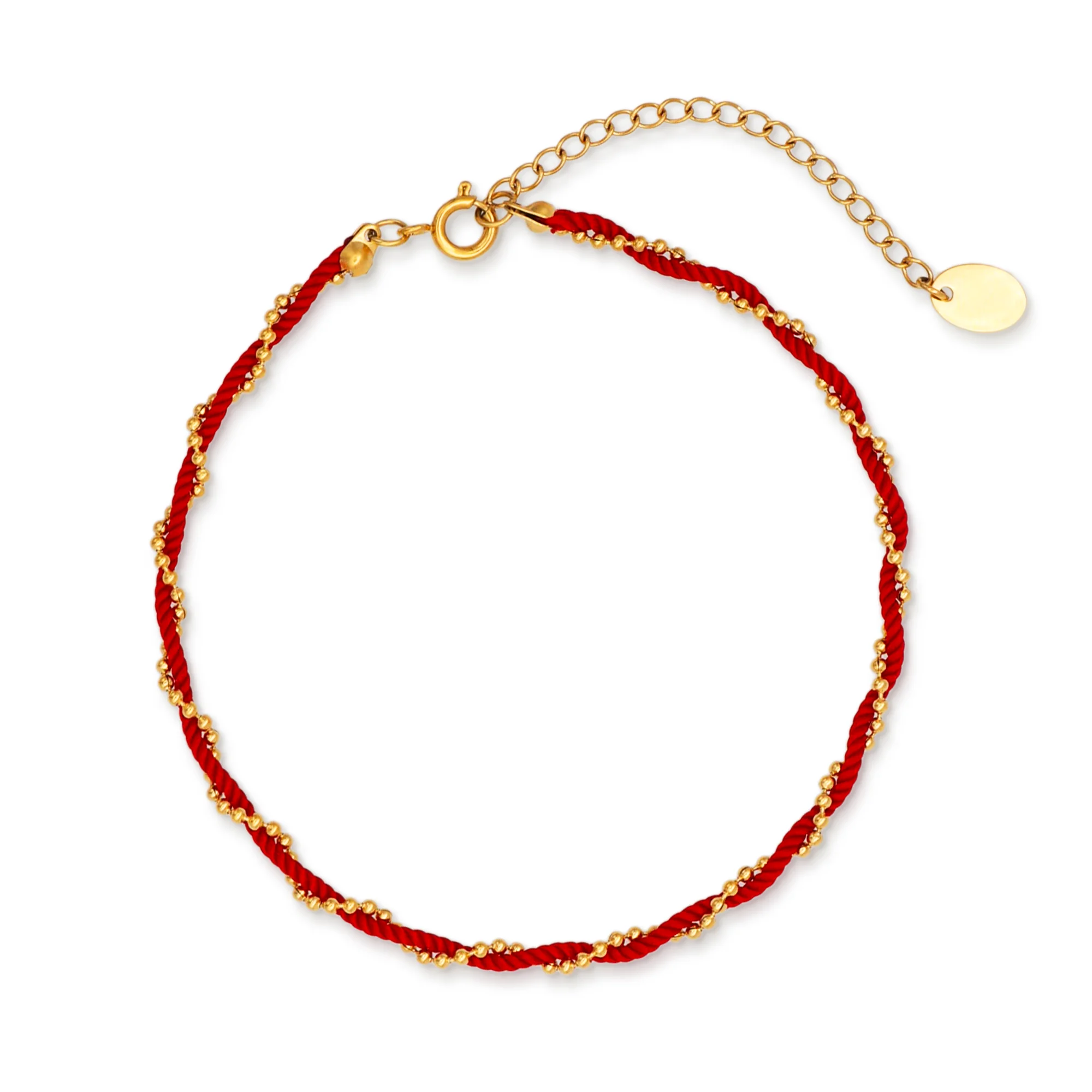 

Chris April 316L stainless steel 18k PVD gold plated beads twist chain double-layer anklet and bracelet