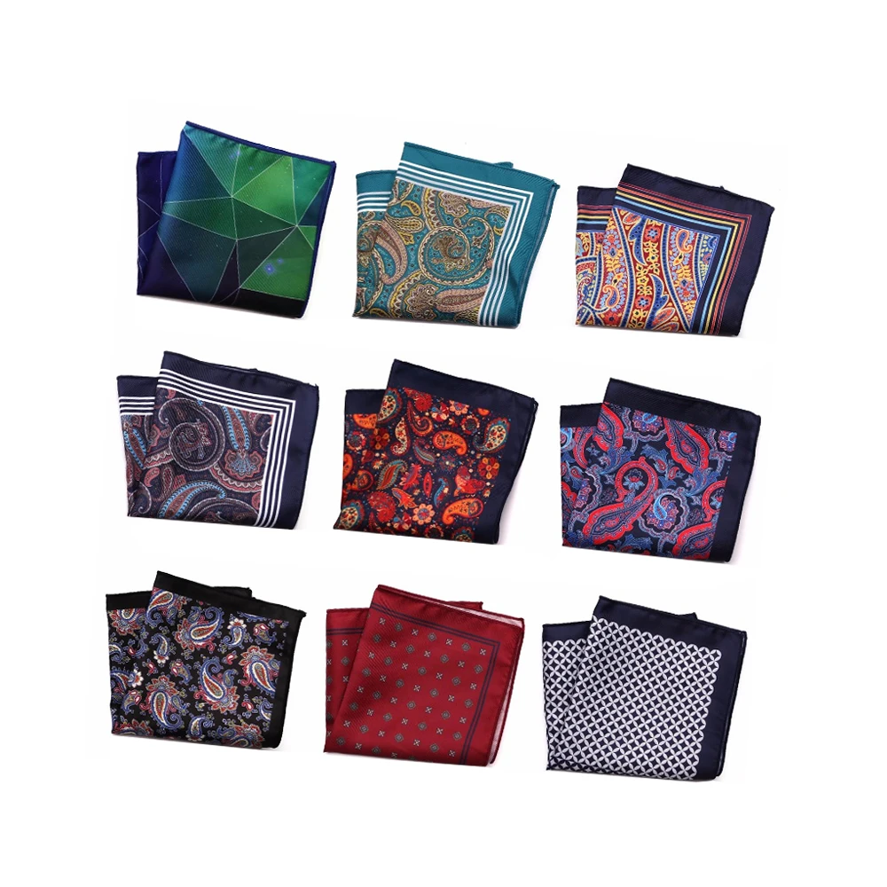 

Custom Mens Shirt Pocket Square Fashion Paisley Dots Handkerchief For Party Banquet Hanky Silk Pocket Squares Man Accessories