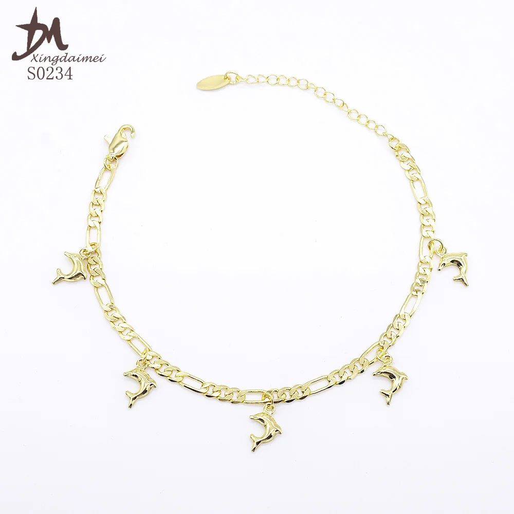 

S0234 Simple design high quality Golden Dolphin bracelet anklet, Gold color