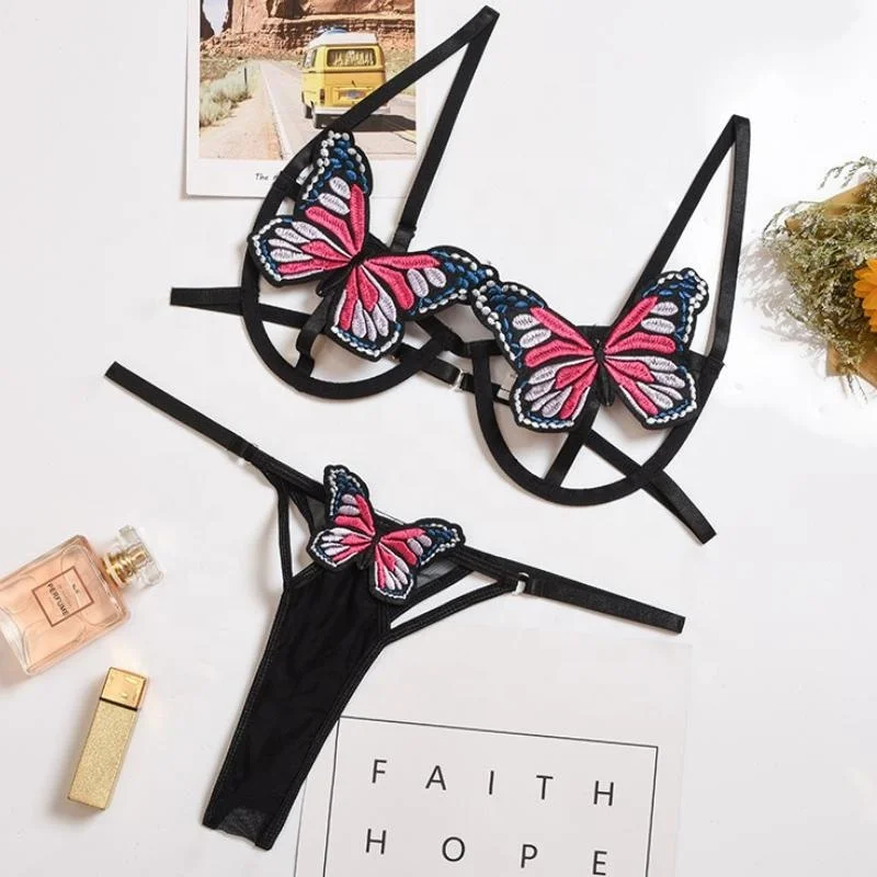 

2021 hot Butterfly Women Sexy Lingerie Hollow Out Bandage Underwear Sexy Lingerie, Accept customized