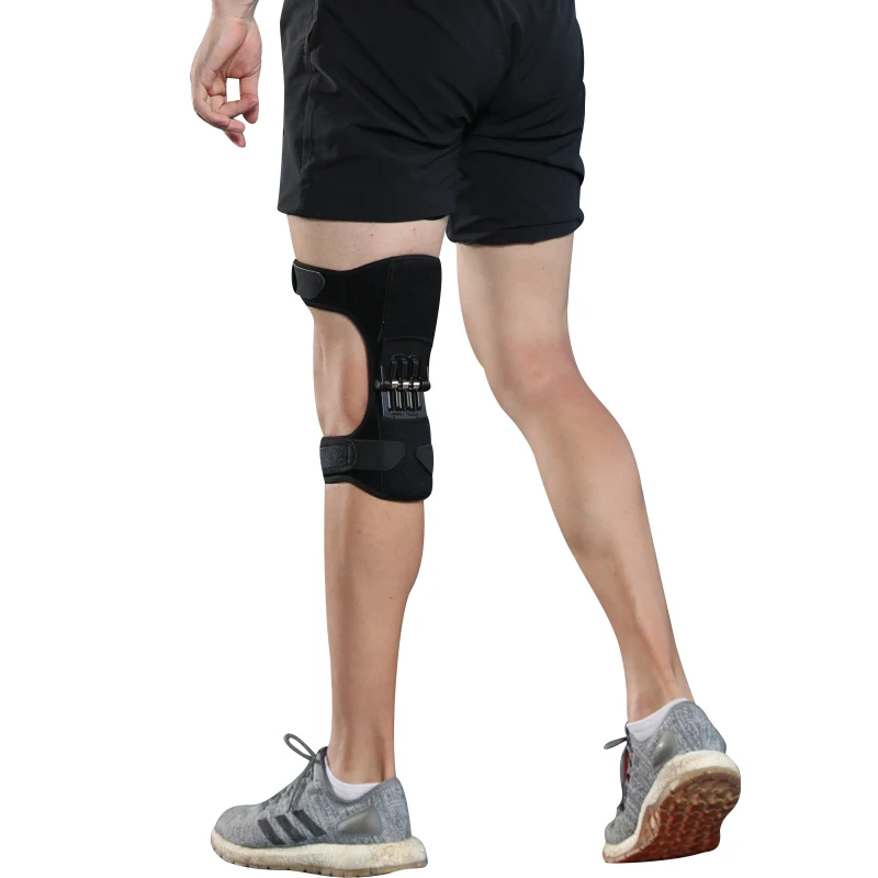 

New Updated Anti-skid Knee Booster Open Patella Enhancer Spring Knee Brace for Joint Pain, Black