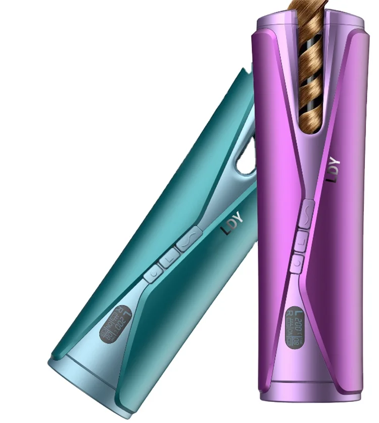 

Barrel Big Curling Iron Hair Styler Curler with Big Wave Curls, Purple/green