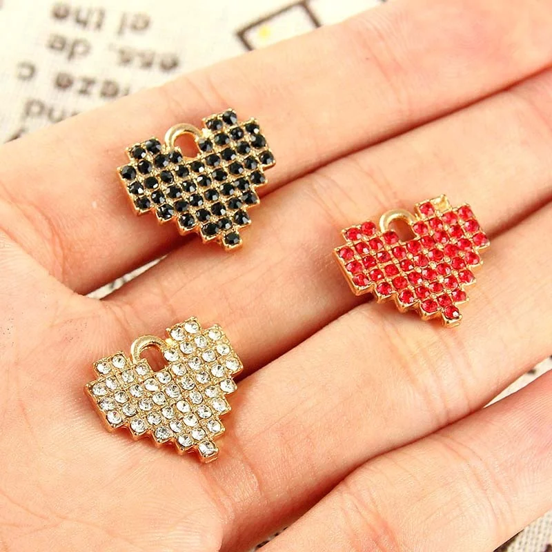 

Gold tone Crystal Rhinestones Heart Charm Pendant DIY Metal Bracelet Necklace Jewelry DIY Findings, Picture