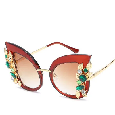

Diamond personality picture frame stylish cat eye new fashion big frame sunglasses