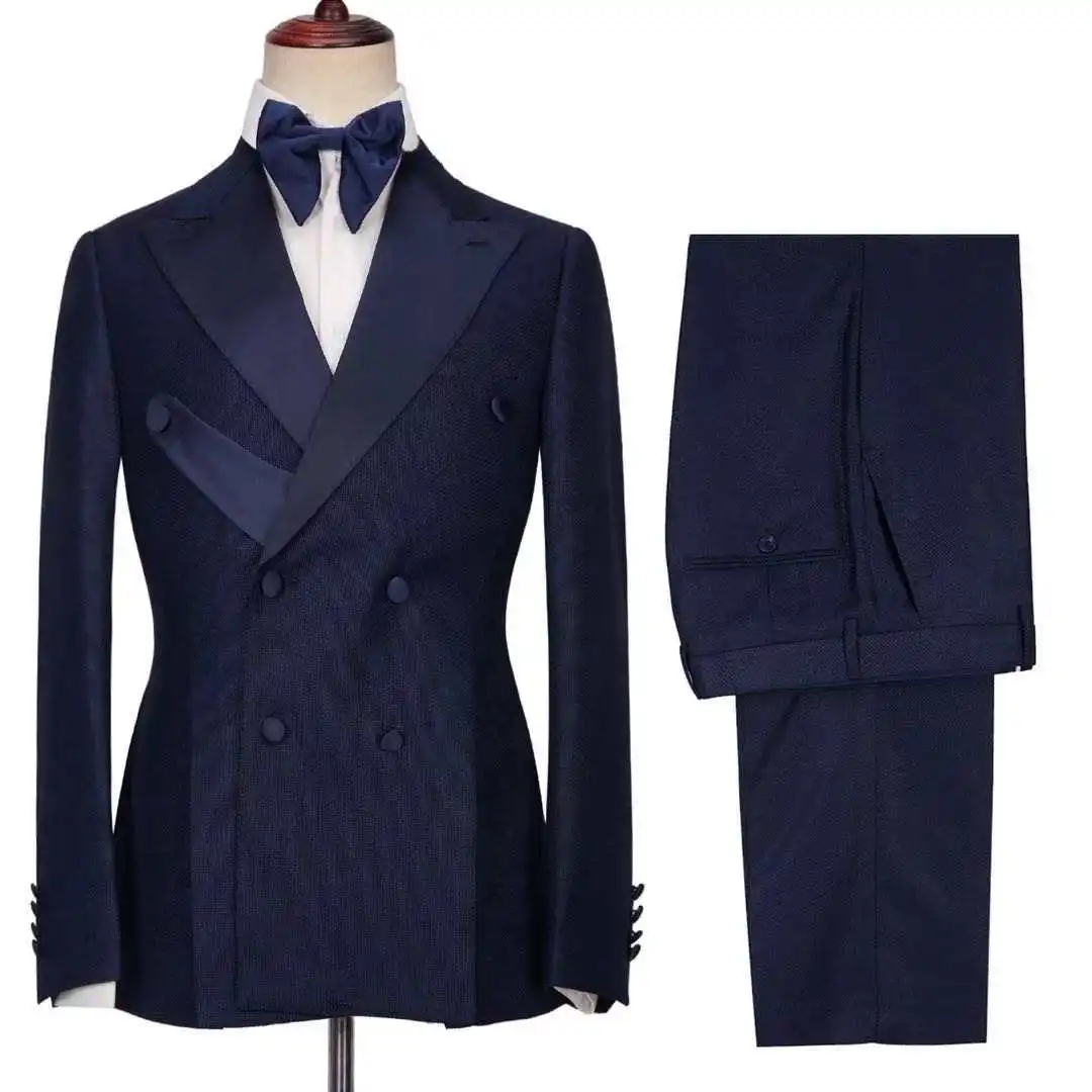 

Navy Blue Men Suits Classic Men Groom Tuxedos Prom Dinner Business Suits Men Terno Masculino 2Pieces