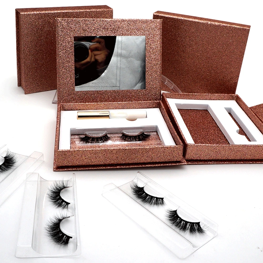 

Eyelash wholesale mink eyelashes with case packaging box custom