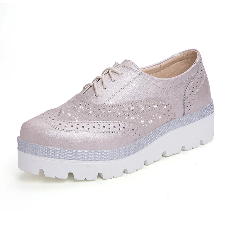 

Round Toe Leather Flats Women Lace Up Couple Platform Ladies Shoes Flat Casual Shoes For Women, 4 colors as pictures