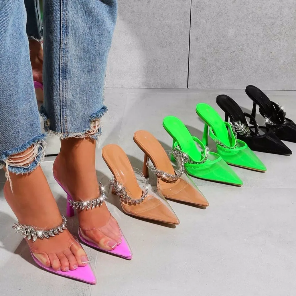 

Wholesale latest summer transparent high heels sexy plastic shoes for women