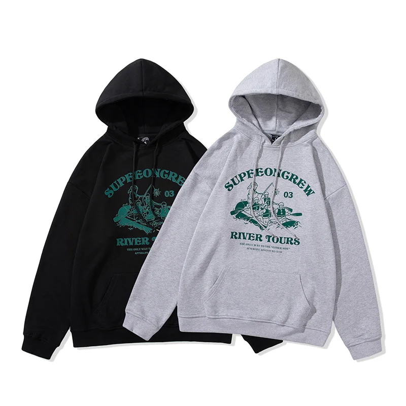 

Men's Letter Print Hoodie Oversized Casual Hooded Sweatshirt Fashion Long Sleeve Top Hip Hop Streetwear Spring and Autumn, Picture shows