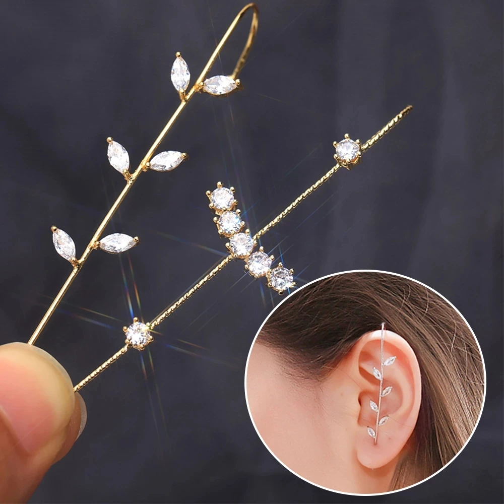 

2021Fashion Punk Stainless Steel Wrap Crawler Hypoallergenic Hook Stud Earrings for Women