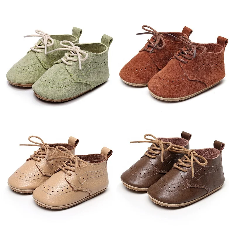 

Hot-Selling Oxford Style Soft Sole Suede Resistant Genuine Leather Baby Casual Shoes First Walker Pre Walker Lace-up Moccasins, 9 colors