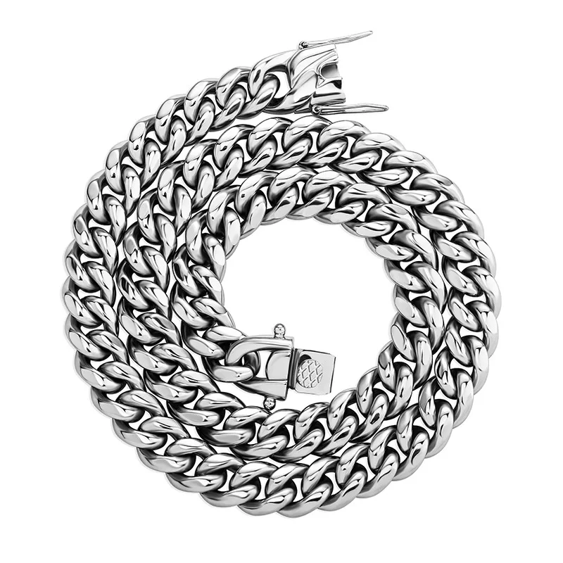

6-12mm Cuban Chain Necklace Stainless Steel Hip Hop For Men