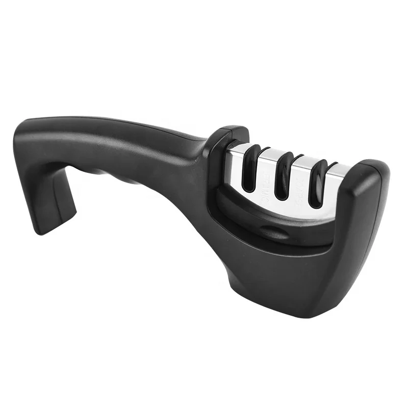 

Multifunction diamond sharpener household manual stainless steel 3 stage knife sharpener, Black