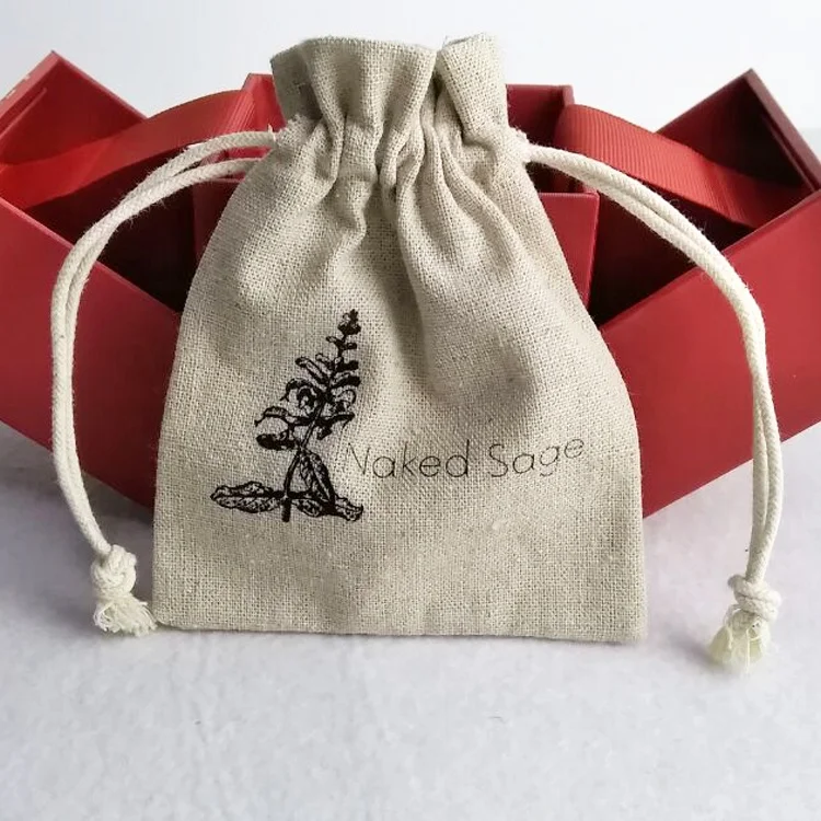 

beige burlap linen drawstring gift jewelry pouch bag custom, Customized color