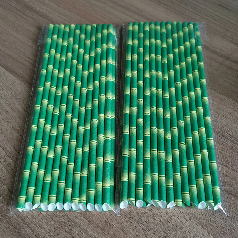 

New Arrival Eco Friendly Printing Custom Bamboo Paper Straws, Customized color
