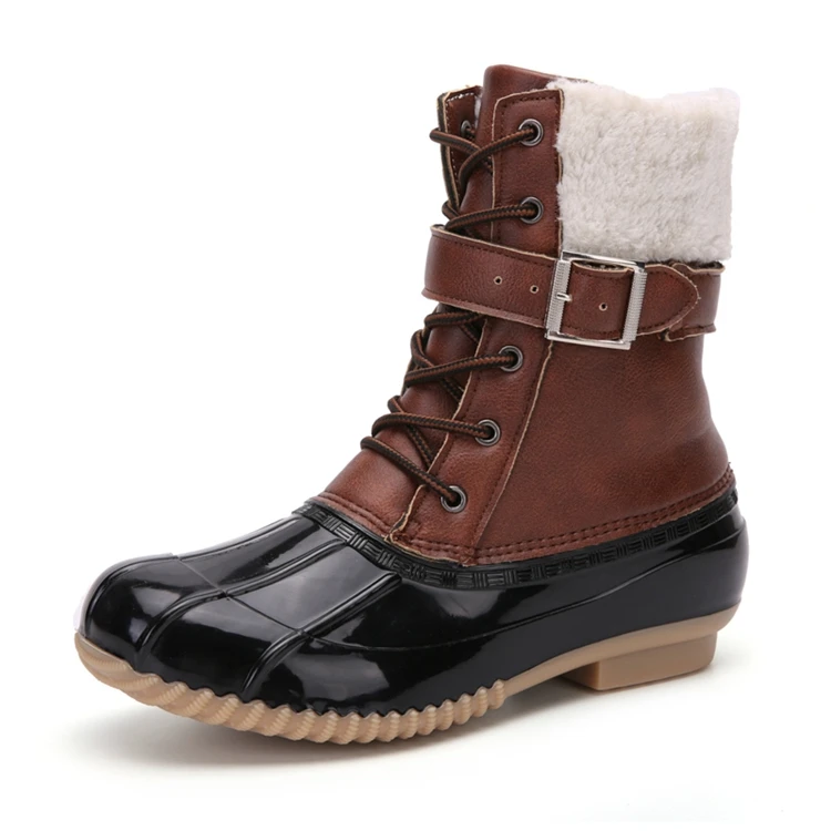 

warm waterproof lace-up trend plush high-top duck boots women snow boots winter