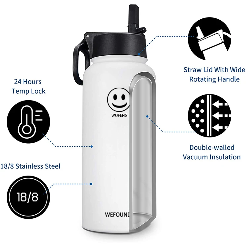 

Hot Sale Portable Vacuum Flask 32 Oz 40 Oz 64 Oz Stainless Steel Luxury Water Bottles With Wide Lid