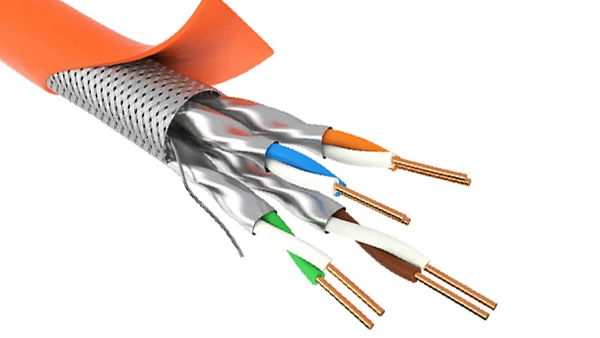 CAT7 Ethernet Cable 305M 23AWG Bare Copper Conductor Al Foil Braiding PVC Jacket CAT7 Cable插图