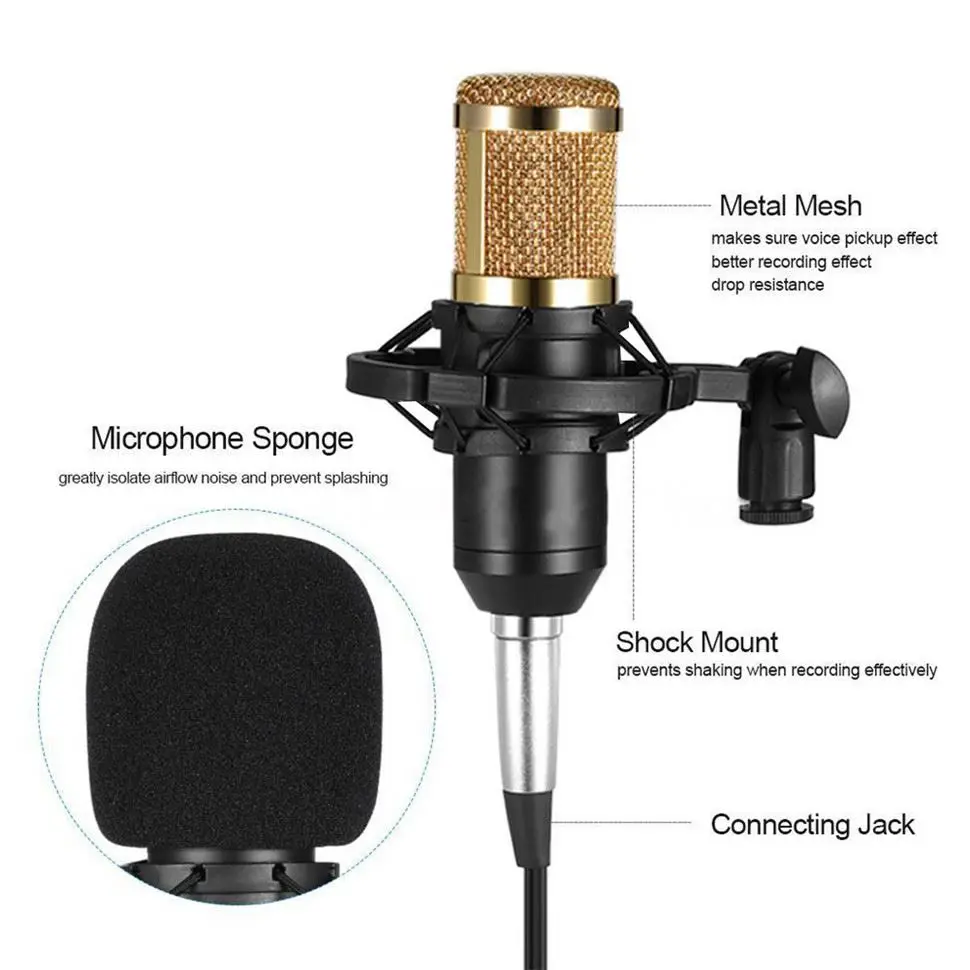 

Photography Recording Mobile Phone Condenser Microphone For Podcasting, Black