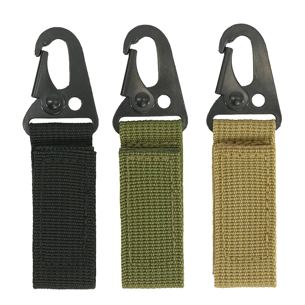 Tactical Carabiner Hanging Buckle Molle Nylon Webbing Key Holder Belt Triangle EDC Clip Keychain
