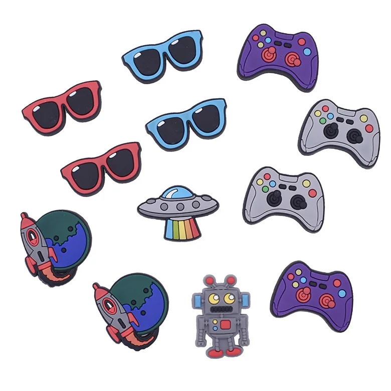 

Latest Soft PVC Crocs Charms Game Controllers Shoe Charms Robot Shoes Accessories For Crocs, As picture