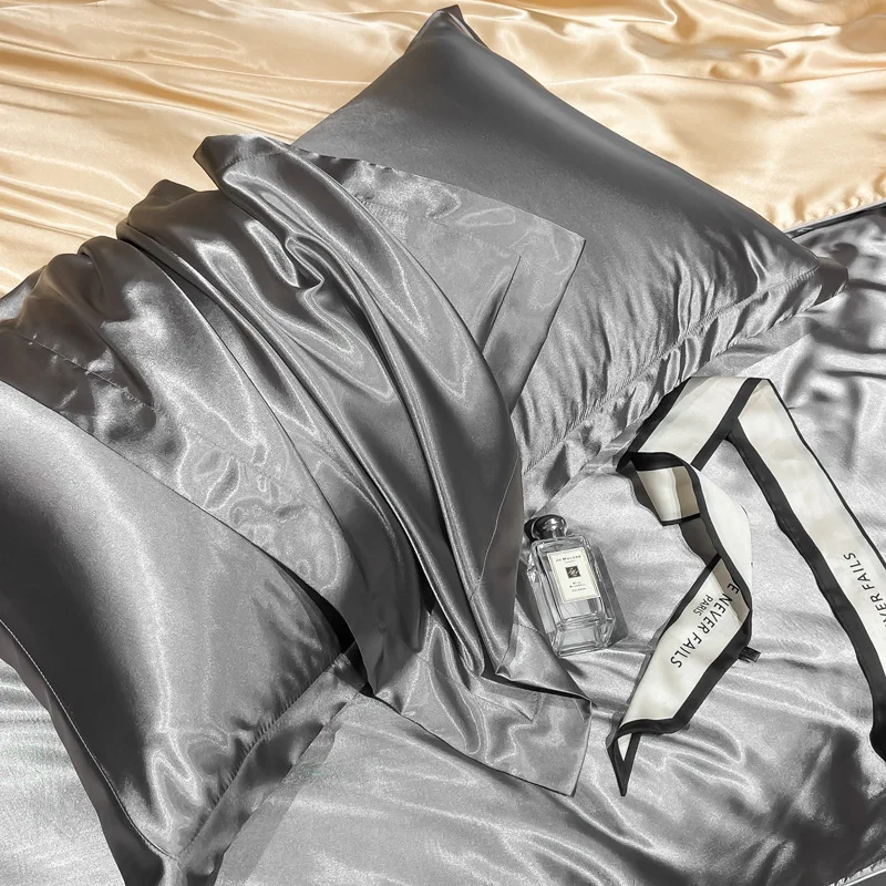 Factory Imitation Silk Fabric 48*74cm  Pure Color Bedding Anti Wrinklesilk Pillow Cover Silk Double-sided Ice Silk Pillowcase