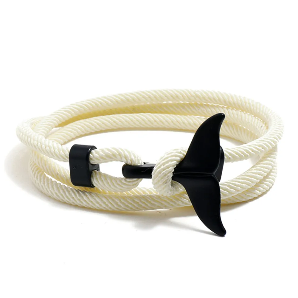 

Fashion Couple Milano Line Ocean Series Anchor Style Whale Tail Braided Rope Bracelet for Men and Women