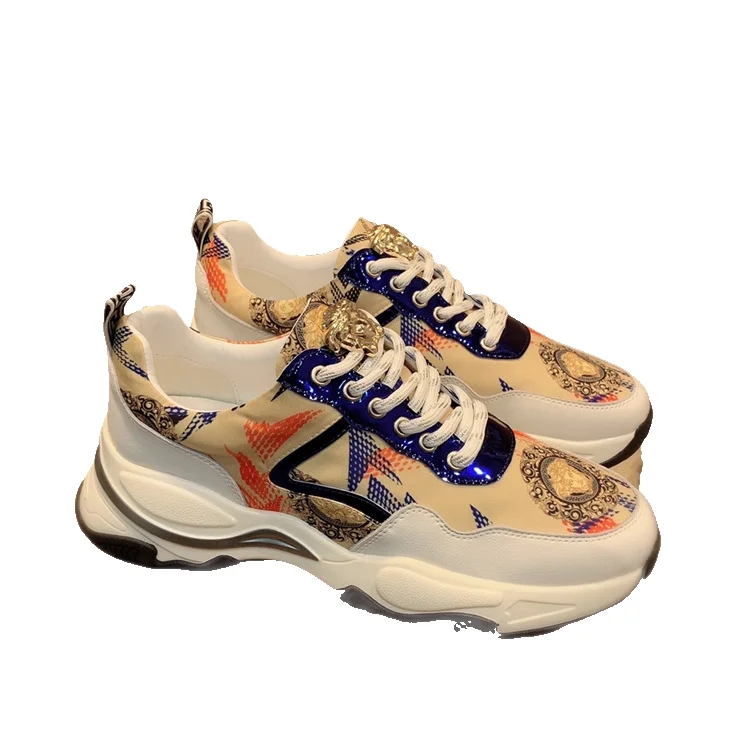 

Fashion gold beauty head size 38 39 40 41 42 43 44 Casual printed platform sneakers