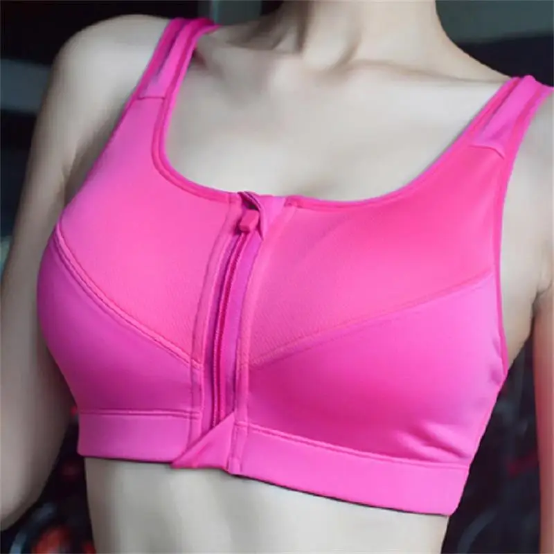 

Comfortable Sports bras fast drying Front Zipper Neon Color Yoga Bra training running fitness Bra for women