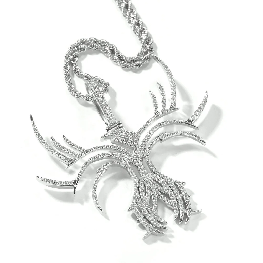 

Hip Hop Necklace Pendant Zircon Skeleton Butterfly Pendant Men Chain Necklace Jewelry For Men, Gold/sliver