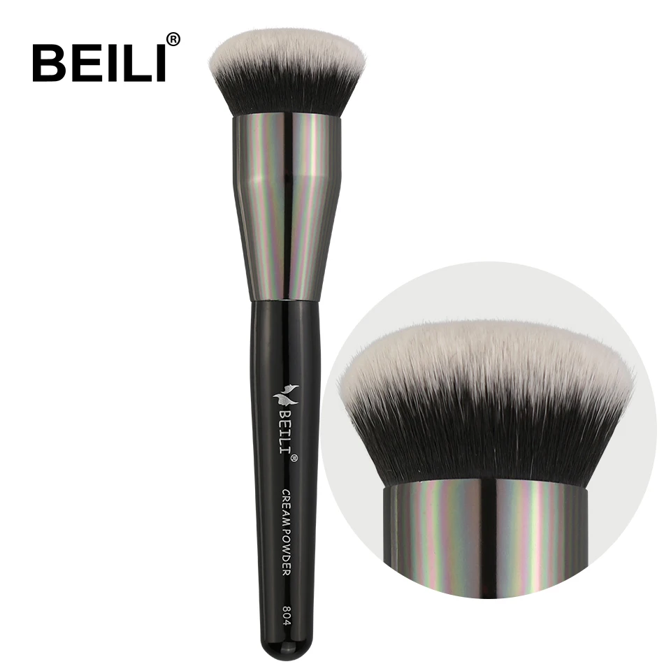 

BEILI 2021 pro black Luxury Big Flat Style Foundation Brushes Make up Set Nude Makeup Brush Kabuki Unbranded Synthetic Hair