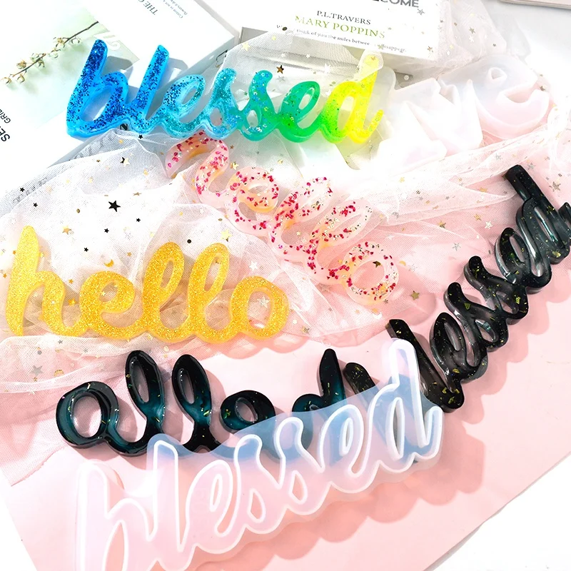 

DM078 2021 Bleesed Alphabet Silicone Mold Resin Hello Silicone Mould Mold Live Epoxy Resin Art For Diy Craf