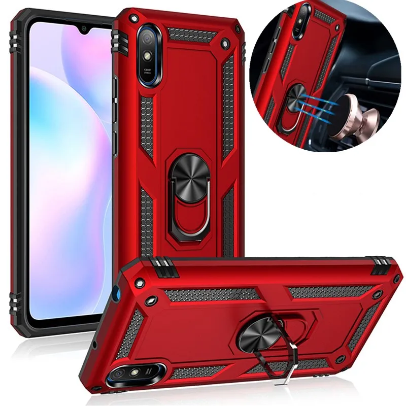 

For Xiaomi Redmi 9 Case Shockproof Armor Phone Case for Redmi 9A Redmi9 Redmi9a Ring Stand Bumper Silicone Phone Back Cover