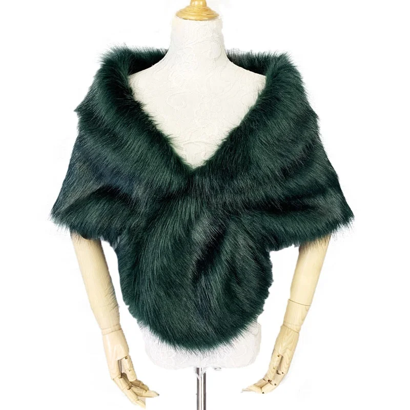 

Jtfur Autumn Winter Luxurious European Loose Faux Fox Fur Collar Fashion Knit Cardigan Shawl Cloak
