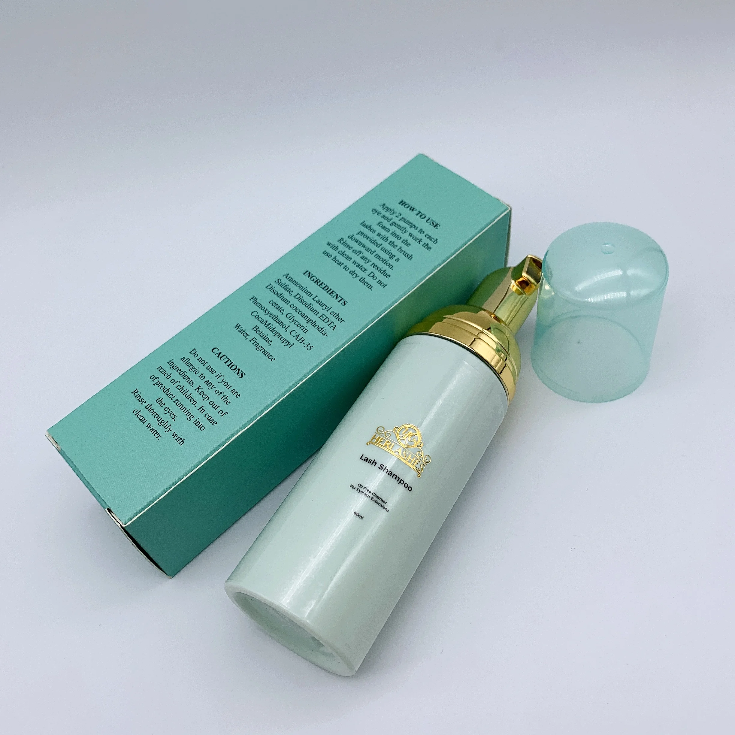 

Green Clear Bottle Lash Foam Shampoo 60ML Mild Oil Free Eyelash Shampoo