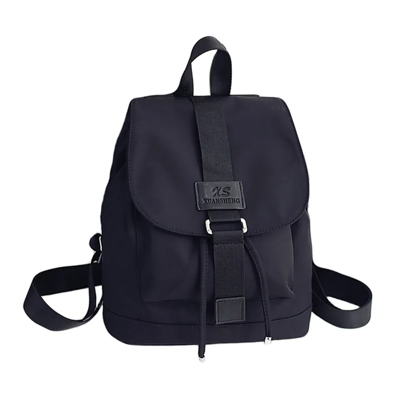 

Korean Style Simple Square Buckle Casual Large-Capacity Travel Women's Backpack, Black/purple