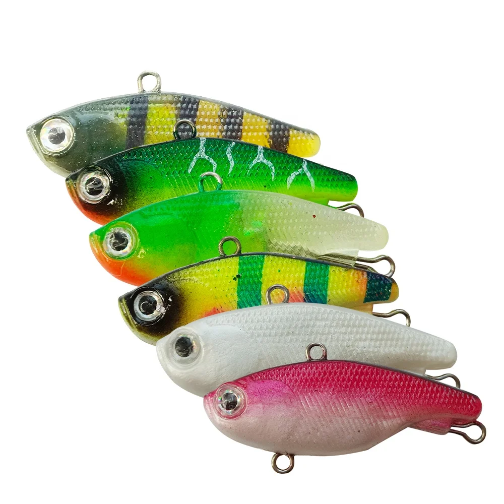 

Leading 4.5cm 11.2g PVC VIB Soft Fishing Lure 3D Eyes Lures Slow Sinking Fish Bait, 6 colors 45mm baits