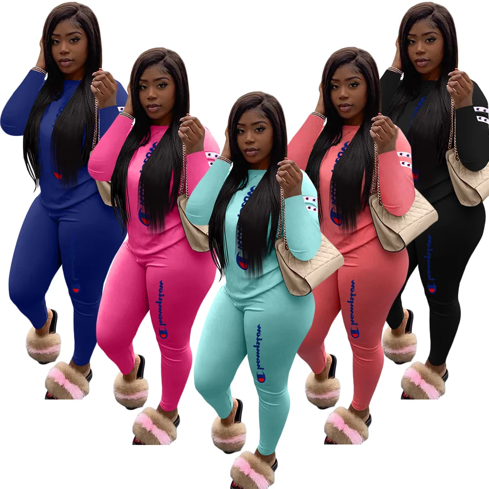 

M1002 Wholesale fashion brand women's leisure sportswear two-piece set, Picture