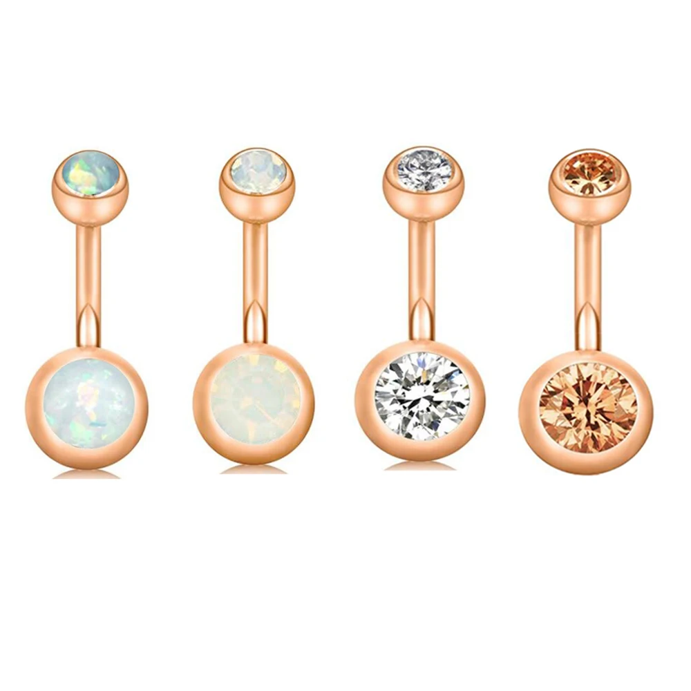 Stainless Belly Button Rings Ombligo Piercings 14g Rose Gold Screw
