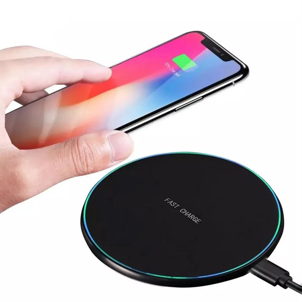 

10W Wireless Charging Pad 73% Charging Efficiency Fast Qi Wireless Charger for iOS/ Android phones Charger, Black white